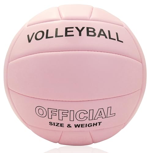 VerdeFlow Official Size 5 Volleyball – 18-Panel Soft TPU No-Sting Ball, Fade-Resistant & Leak-Proof, Vibrant Multi-Color, for Indoor, Outdoor, Beach, Sand, Grass, Court – Teens & Adults - color: Pink