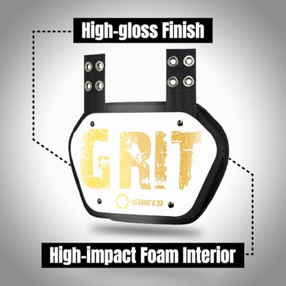 O Shield Golden Cross Chrome Football Back Plate, Lower Back Pads for Football Players, Rear Protector, Cross Series - size: Youth (Weight less than 180 Pounds), style: Grit White