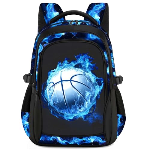 Kids Backpack for Boys - Basketball Boys Backpacks for Kids Teens Elementary Middle School, 17″ Large Capacity Students Bookbag, Perfect for Travel and School
