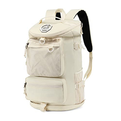 Kalesi Gym Duffle Bag Backpack 4-Way Waterproof with Shoes Compartment for travel Sport Hiking laptop (Sea salt white) - color: Sea Salt White