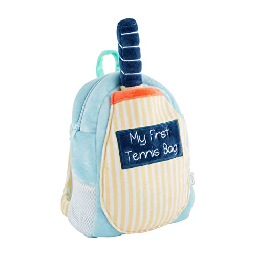 Mud Pie My First Tennis Bag Plush Set, Toddler Tennis Toy with Racket, Balls, Water Bottle and Visor, 18M+