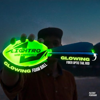 LIGHTRO - Foam Glow in the Dark Football - Super Bright - Smart LEDs - Batteries Included - Football Game for Kids 8 9 10 11 12 - A Perfect Birthday and Summer Gift