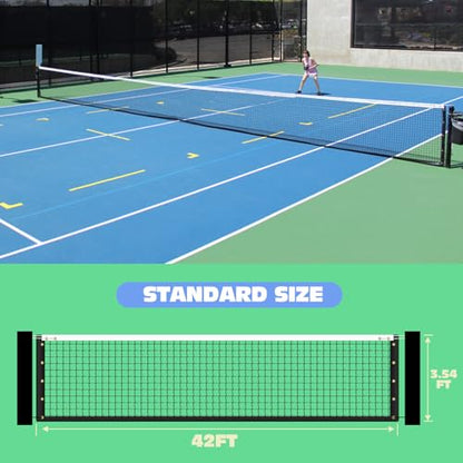 Tennis Net Professional Tennis Court Net 42FT Replacement Nets Heavy Duty Sport Nets with 2 Fiberglass Dowels, Compatible with Outdoor Indoor Standard Courts - size: Single-Layer Net