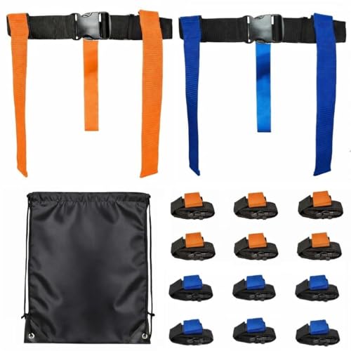 HE Adult Flag Football Belts 40″ Adjustable, Extra-Wide 2″ Heavy-Duty Polypro – American Made Lifetime Waranty Several Colors - color: Blue/Orange