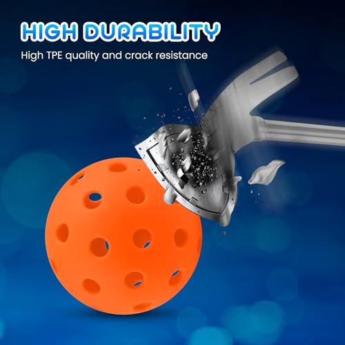 Geekman Backyard Pickleball Expert, Durable 40-Hole Balls with Bonus Paddles, Consistently Bouncing Balls for Park Games, Set of 6 Pack