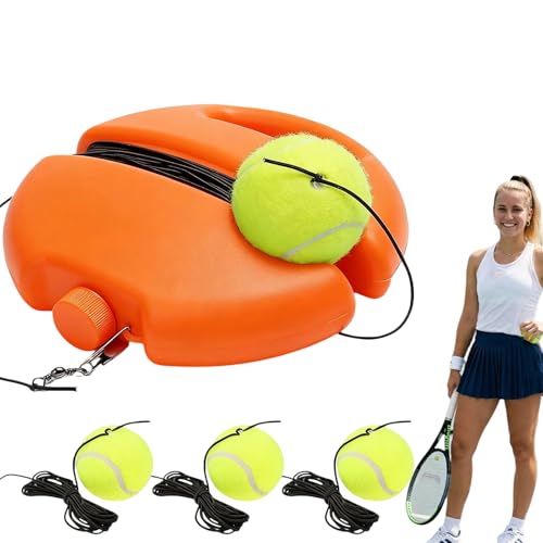 Solo Tennis Trainer Rebound Ball for Beginners & Kids, Portable Tennis Practice Equipment with 3 String Balls, Anti-Tangle Baseboard for Backyard Self-Training & Exercise - color: A-3Pcs Balls