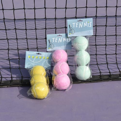 Tennis Balls 3 Pack with Standard Elasticity, Daily Training and Practice Tennis Balls, Pink, Green, Yellow - color: Pink