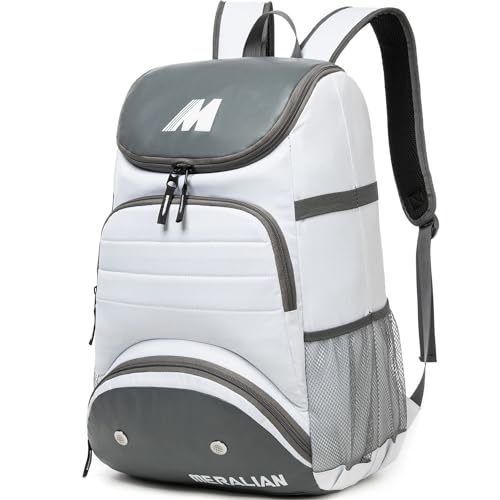 Baseball Bag - Lightweight Softball & T-Ball Backpack with Shoe Compartment for Equipment & Gear - color: WHITE