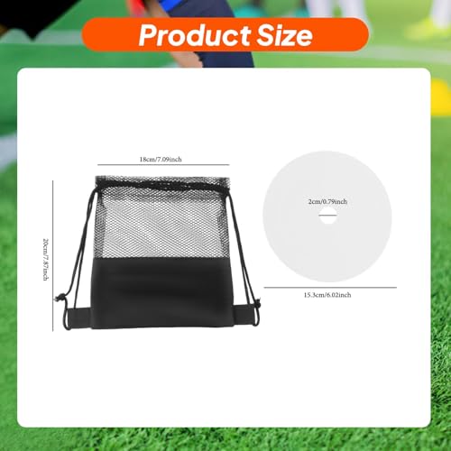 predolo 10Pcs Flat Cones Markers Non Slip with Storage Bag Plates Flat Discs for Soccer Agility Football Speed Sports, White