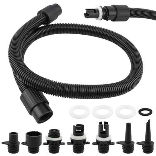 Paddle Board Pump Adapter Set Universal Sup-Air Pump Adaptor Hose with 7 Air Valve Nozzles, Paddle Board Accessories for Most SUP-Electric Air-Pump