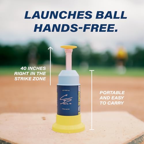 Bandit Sports Coach RAC Tee Popper Mini, Hitting Tee for Perfect Swings, Batting Machine for Practicing Hitting Without a Pitcher Blue