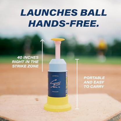 Bandit Sports Coach RAC Tee Popper Mini, Hitting Tee for Perfect Swings, Batting Machine for Practicing Hitting Without a Pitcher Blue