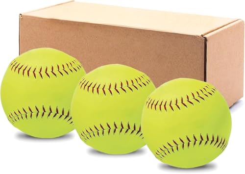 Softballs,Practice Softballs,Softball for Youth Teenager/Adults Players Training Ball,Safe Throwing for Indoor or Outdoor,Catching and Batting Practice,Cork Rubber Center - color: 11" - Box of 3