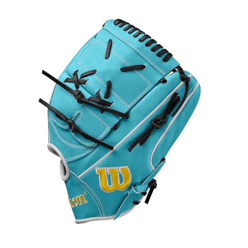 Wilson Spring 2025 A2000® Baseball Gloves - color: Teal/Yellow/Black, size: Pitcher - 12"