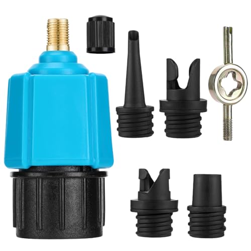 Inflatable SUP Pump Valve Adapter Set - Standard Air Valve Adapter with 4 Nozzles, Air Pump Converter for Kayaking Surfboard Inflatable Bed Boat Stand Up Paddle Board Dinghy