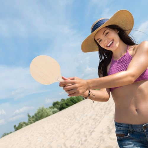 BESPORTBLE Racket Suit 4pcs Wooden Beach Paddles with Comfortable Grip for Outdoor Sports Badminton and Table Tennis Fun