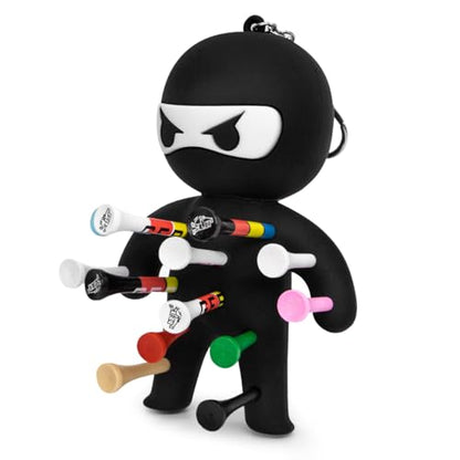 Golf Tee Holder, Ninja Portable Funny Golf Tees Holder Keychain Golf Gift Golf Accessories for Men & Women - color: Black