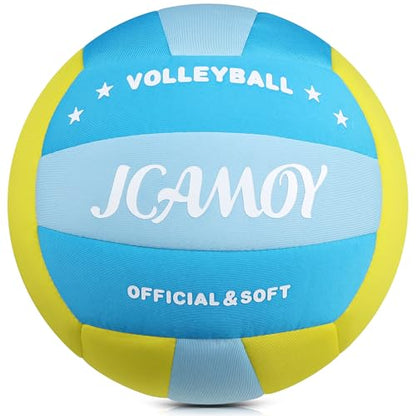 Soft Volleyball, Soft and Delicate to The Touch, Not Easy to Pill, Official Standard Size, Safe and Quiet, Perfect Choice for Family Training, Games and Gifts of All Ages - color: Blue Yellow