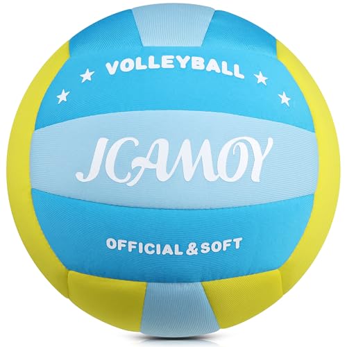 Soft Volleyball, Soft and Delicate to The Touch, Not Easy to Pill, Official Standard Size, Safe and Quiet, Perfect Choice for Family Training, Games and Gifts of All Ages - color: Blue Yellow