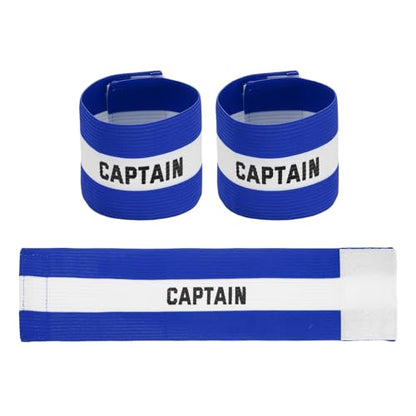 Soccer Captain Armbands, Adjustable Captain Bands Soccer Elastic Armband - color: Blue,White