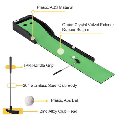 Club Putting Practice Set, Desktop Club Putter Trainer Automatic Return Tracks Rubber Base Practice Putting Green for Indoor Home Office Use