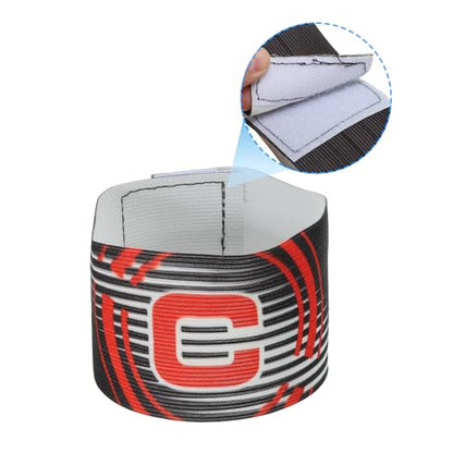 PATIKIL 12.2x2.6 Soccer Captain C Armband, Nylon Unisex Elastic Arm Band Adjustable for Youth Adult Team Training, Black