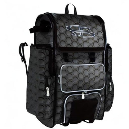 Boombah Rolling Superpack 2.0 3DHC Baseball/Softball Gear Bag - 23-1/2" x 13-1/2" x 9-1/2" - Multiple Colors - Telescopic Handle and Holds 4 Bats - Wheeled Version - color: Black/Gray