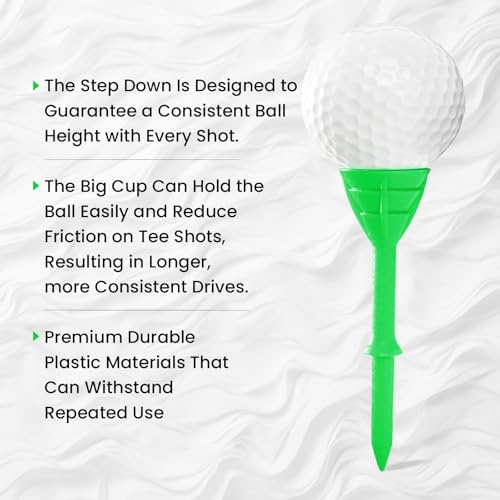 Amy Sport Golf Tees Plastic 3 1/4 inch Upgrade Unbreakable Bulk 30 Pack Reduce Friction Side Spin Durable Stable 83 mm Long Tee for Golfer Practice - color: Green