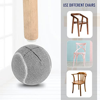 Macarrie 40 Pieces Precut Tennis Balls for Chairs Tennis Ball Chairs Foot Covers for Furniture Leg Classroom Floor Protection Chair Desk Legs Coverings(Gray) - color: Grey