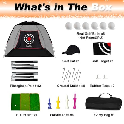 Gagalileo Golf Hitting Net Backyard Driving: 12x7FT Professional Backstop with Silent Velvet Target Portable Practice for Men Dad Complete Sport Set Gift - color: Black Stable Pool