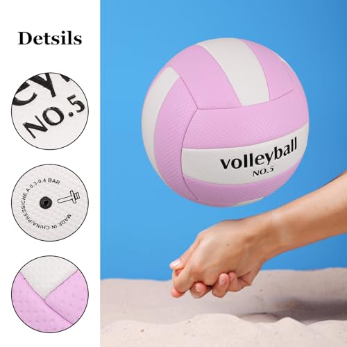 Volleyball Official Size 5 - Waterproof Indoor Outdoor Soft PVC Volleyball for Youth Adults, Beach Play, Game, Gym, Training