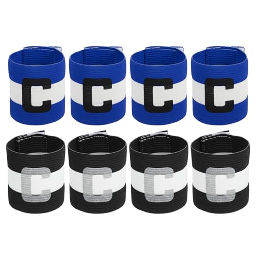 MECCANIXITY Soccer Captain Armband, Captain Arm Bands for Soccer Elastic Captain C Arm Band Sports Captain Armbands for Football Team Training Youth & Adult - color: Black/Blue