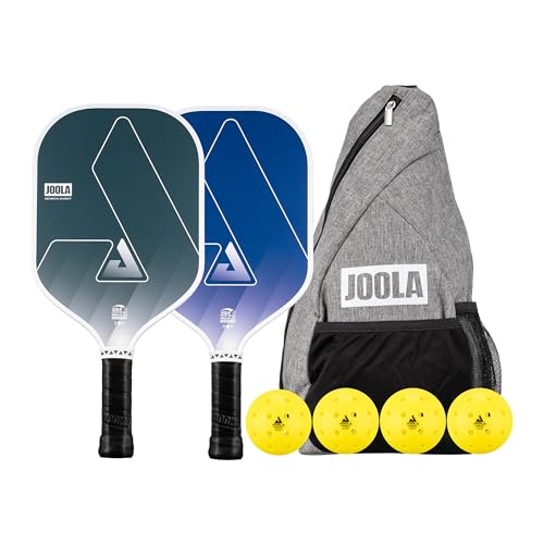 JOOLA Seneca Onset Pickleball Paddles Set of 2 - Includes: 2 Pickleball Paddles, 4 Balls & Sling Bag - Lightweight USAPA Approved Sand Blasted Surface Paddle for Increased Spin, NFC Chip Enabled