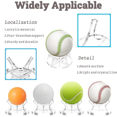 2Pcs Acrylic Baseball Holder Display Case Display for Balls Suitable for Baseball, Golf Softball, Tennis Ball Spheres, Thanksgiving Pumpkin Ball, Wooden Eggs Clear Baseball Stand