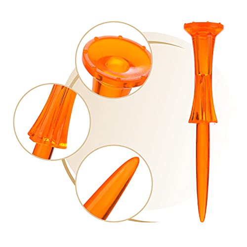 Golf Tees 3-1/4’’ 50 Count Plastic Golf Tees Reduced Friction & Side Spin Professional Unbreakable Golf Tees Durability and Stability Golf Tee - color: Orange