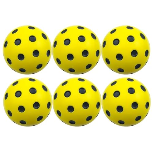 Silent Pickleball Balls for Indoor/Outdoor Practice Quiet Foam Balls 6-Pack with a Mesh Bag