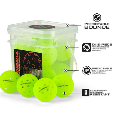 Cannonballz Outdoor Pickleball Balls, Official Ball of the UPL, Durable 40 Hole Seamless, USAPA Approved Tournament Balls for Training and Competition - size: 10 Pack