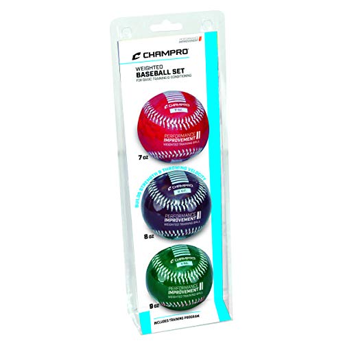 Champro Weighted Training Baseball Set - color: SCARLET RED, CARDINAL RED, FOREST GREEN, size: 7,8,9 oz.