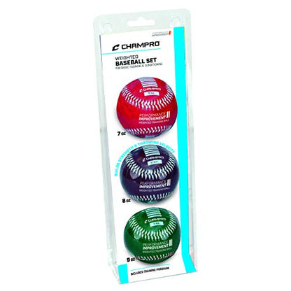 Champro Weighted Training Baseball Set - color: SCARLET RED, CARDINAL RED, FOREST GREEN, size: 7,8,9 oz.