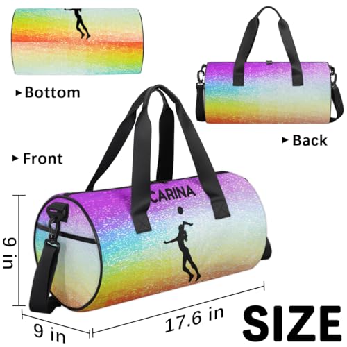 Personalized Kids Volleyball Sport Duffel Bag with Custom Name Carry On Sleepover Weekender Travel Bag