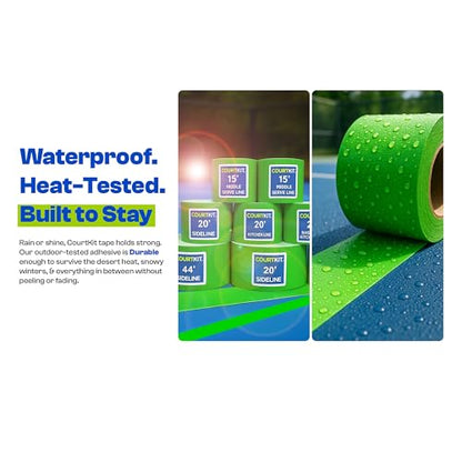 Pickleball Court Marking Kit – Pre-Measured, Pre-Cut, Ready-to-Apply Pickleball Court Tape for Indoor & Outdoor, Waterproof, Easy Setup, No Residue, Portable, Line Kit, Floor Markers