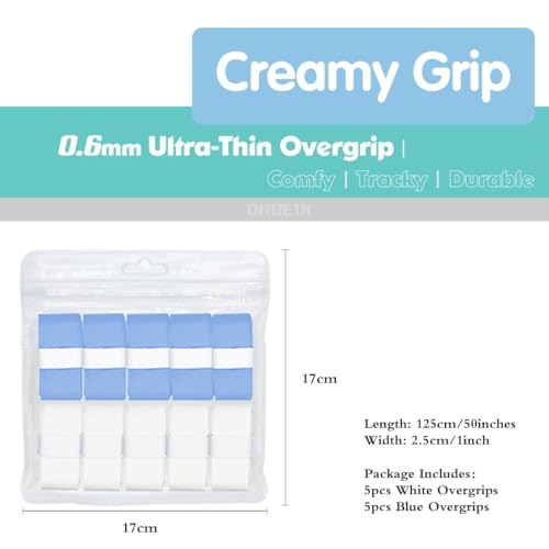 10pcs Tennis Grip Tape - Tennis Overgrip for Tennis Racquet - Tennis Racket Grip Tape - Pickleball Paddle Grip Tape - color: Blue-white