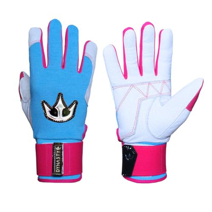 Bomb Squad Batting Gloves - Premium Goat Skin Leather, Full Wrist Support, Youth & Adult Sizes - color: Cotton Candy, size: XX-Large