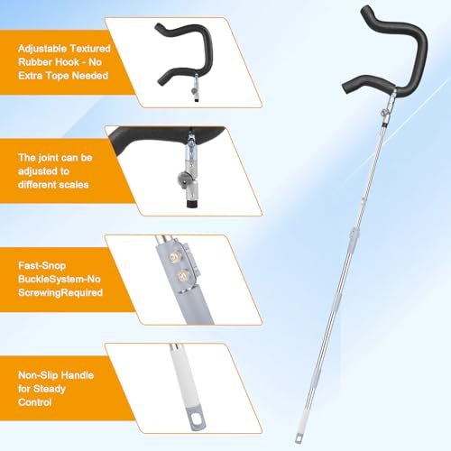 Volleyball Spike Trainer, Telescopic 63"-77" Height w/ Question Mark Hook - Durable Light Hitting Trainer for Serving, Spiking & Jump Training - Real Ball Feel, Ideal for Beginners to Pros (No Ball)
