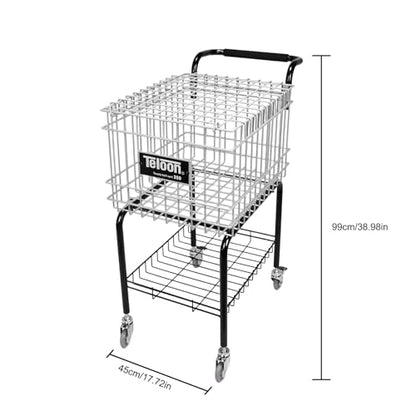 Training Ball Pickup Basket Holds 350 Balls Large Capacity Wheeled Tennis Ball Hopper for Tennis/Pickleball/Baseball/Softball