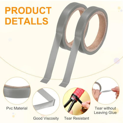M METERXITY Grip Finishing Tape PVC Racket Wrap Grip Racquet Finishing Tapes for Pickleball/Racquetball - color: Gray