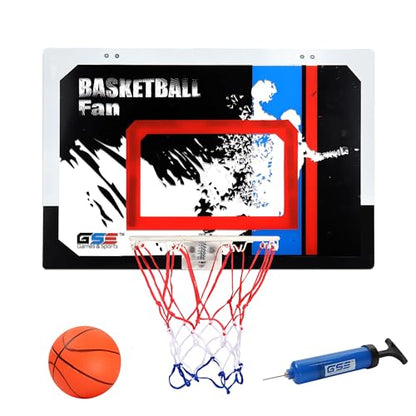GSE Games & Sports Expert Over-The-Door Basketball Hoop with Basketball & Pump, Wall-Mounted Basketball Hoop Set with Complete Accessories for Home & Office (Several Style Choice)