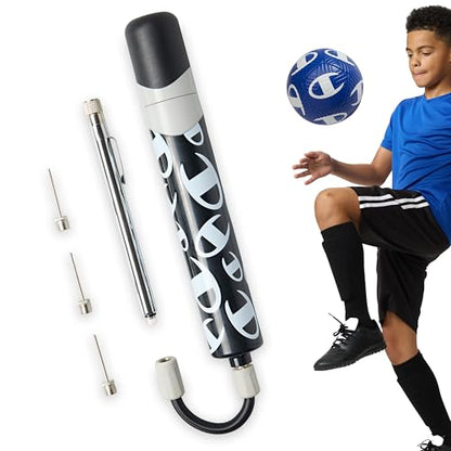 Champion Replacement Ball Pump with Metal Inflation Replacement Needles for Sports Balls with Compact Case, Compatible with Most Pumps for Basketball, Soccer, Football, Volleyball & Yoga Balls - color: Black/White/Tin Oxide, style: Dual Action