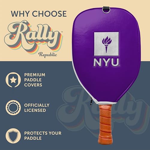 Officially Licensed Collegiate Pickleball Paddle Cover - Lightweight PU Leather Material - Durable Foam Interior Protection with Zippered Closure - Fits Most Paddles on the Market - color: NYU Violets