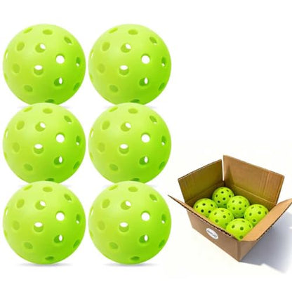 Pickleball Balls 6/12 Pack, Outdoor/Indoor Pickleball Ball - Balanced Flight, High Bounce, Superior Visibility - 40 Hole Green Pickle Ball Suitable for Most Floor Sport Courts